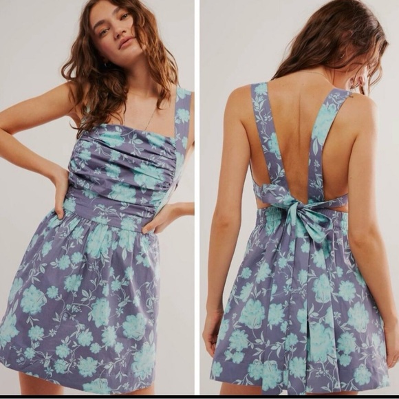 Free People Meet Me in Maui Sleeveless Minidress ocean Combo M
